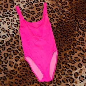 Neon Pink Scoop One Piece Bathing Suit